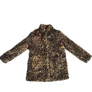 Luxurious LEOPARD Print Faux Fur Coat Jacket S new